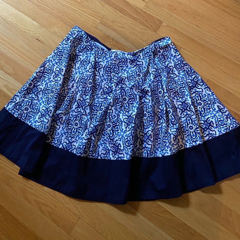 Milly Blue & White Capri A-Line Skirt